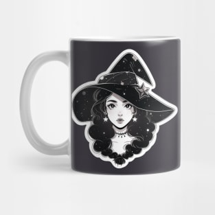 Black and White Cute Gothic Witch Mug